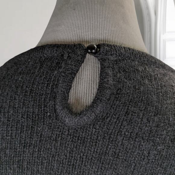 Vintage 90s IB Diffusion Beaded Flames Sweater Size M Black Silk Angora - Picture 7 of 13